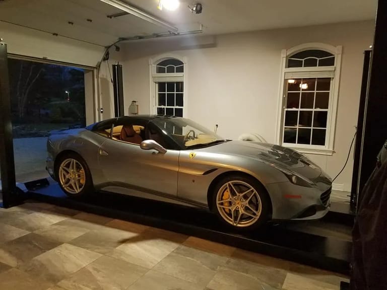 Storage lift installed in home garage