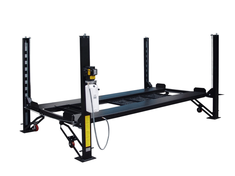 Tuxedo FP8K-DX-XLT 8,000 lb Deluxe Storage Lift Extended Length / Height - Poly casters, drip trays, jack tray